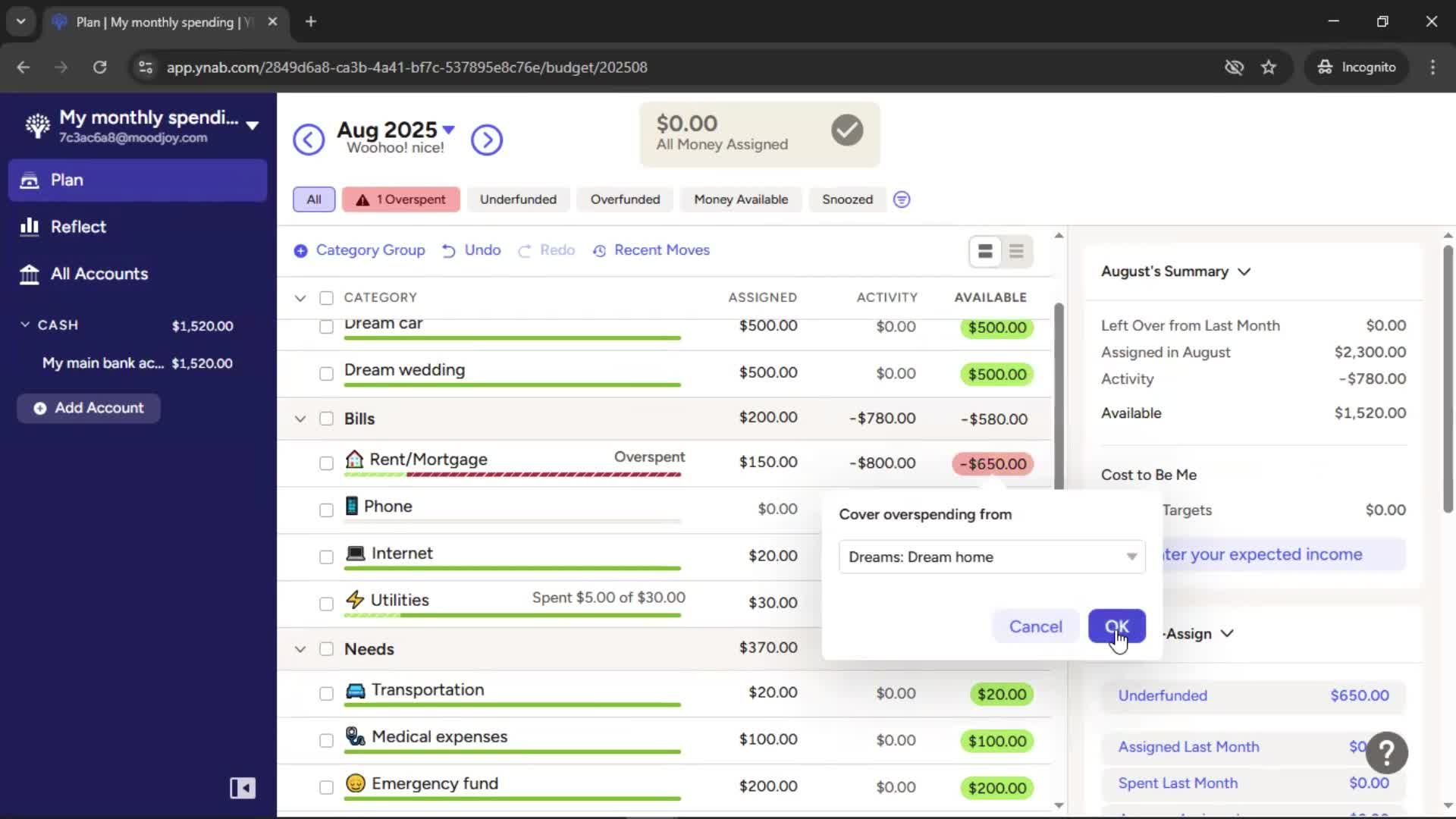 Adding transactions screenshot