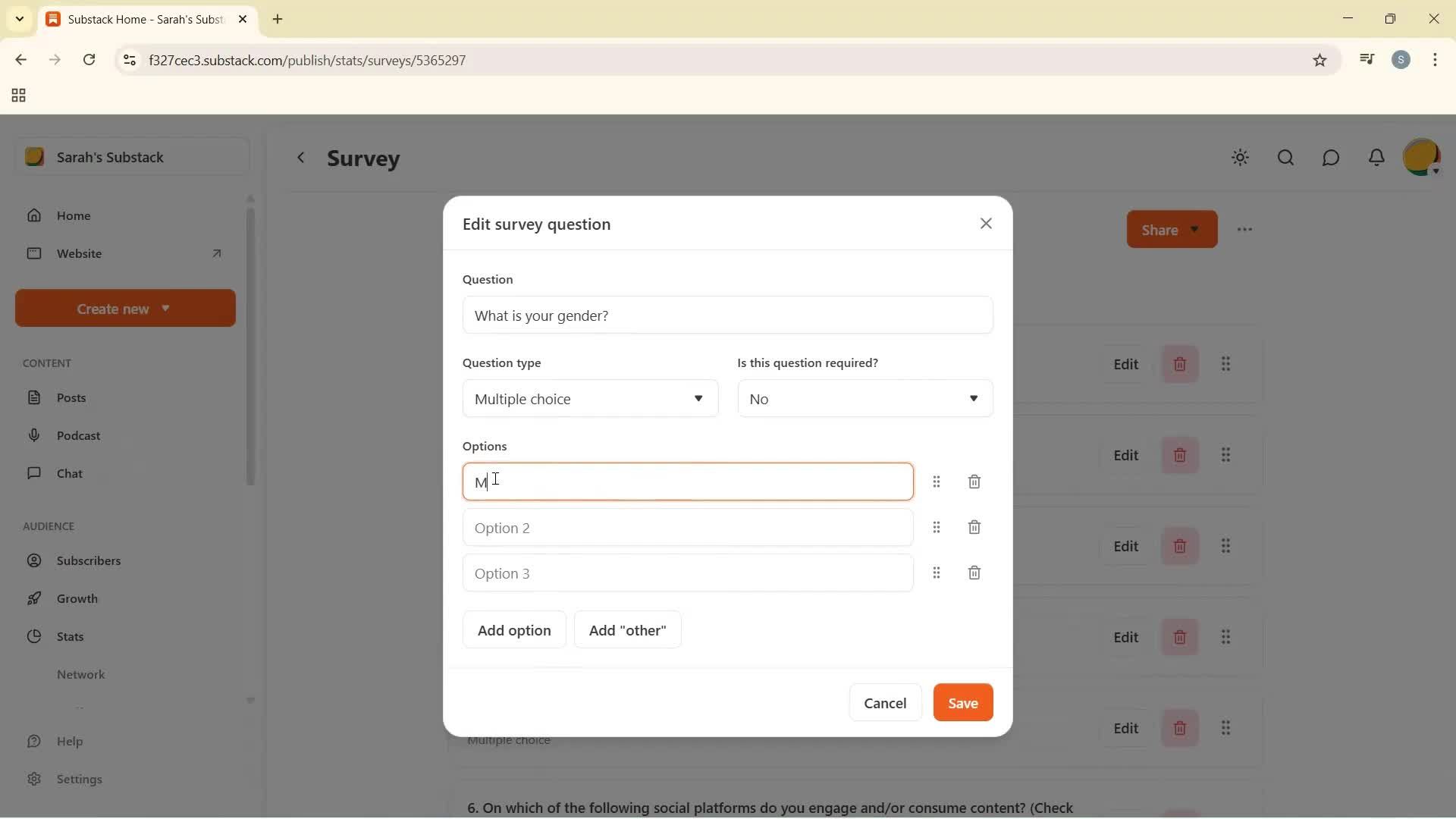 Analytics/Stats screenshot