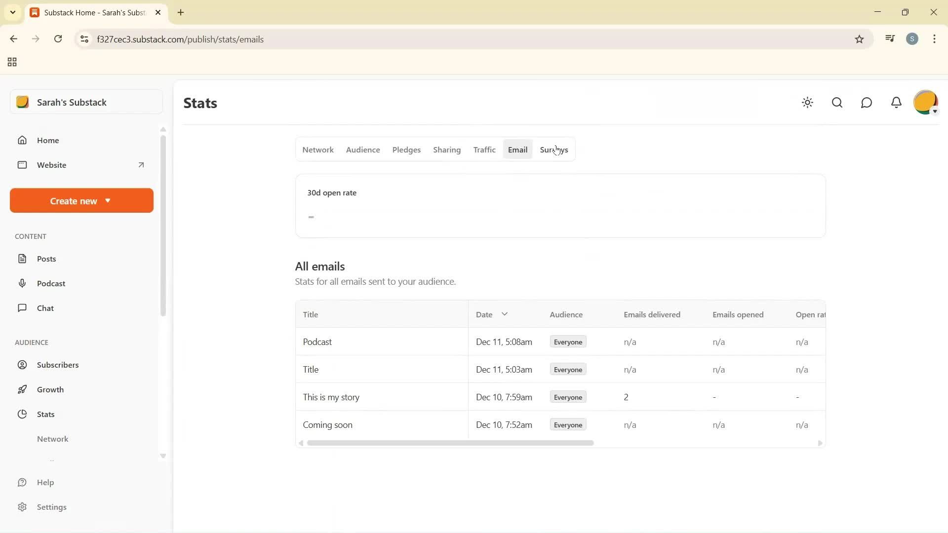 Analytics/Stats screenshot