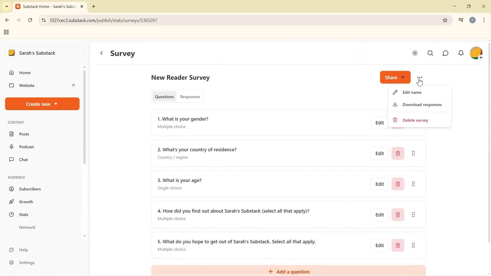 Analytics/Stats screenshot