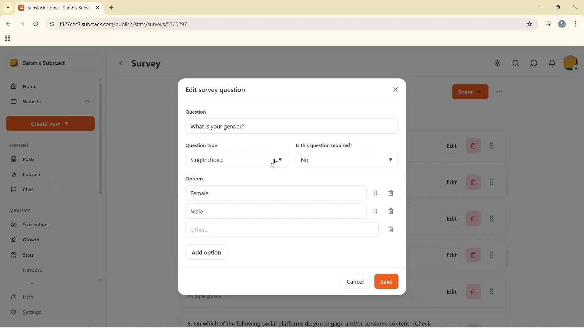 Analytics/Stats screenshot