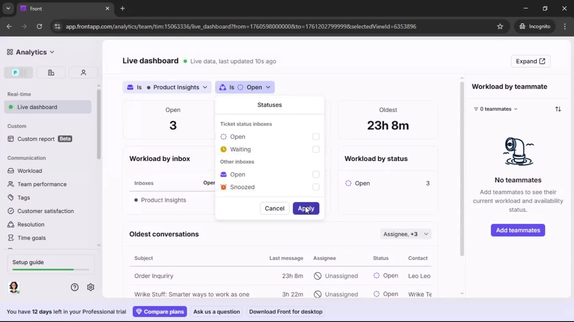 Analytics/Stats screenshot
