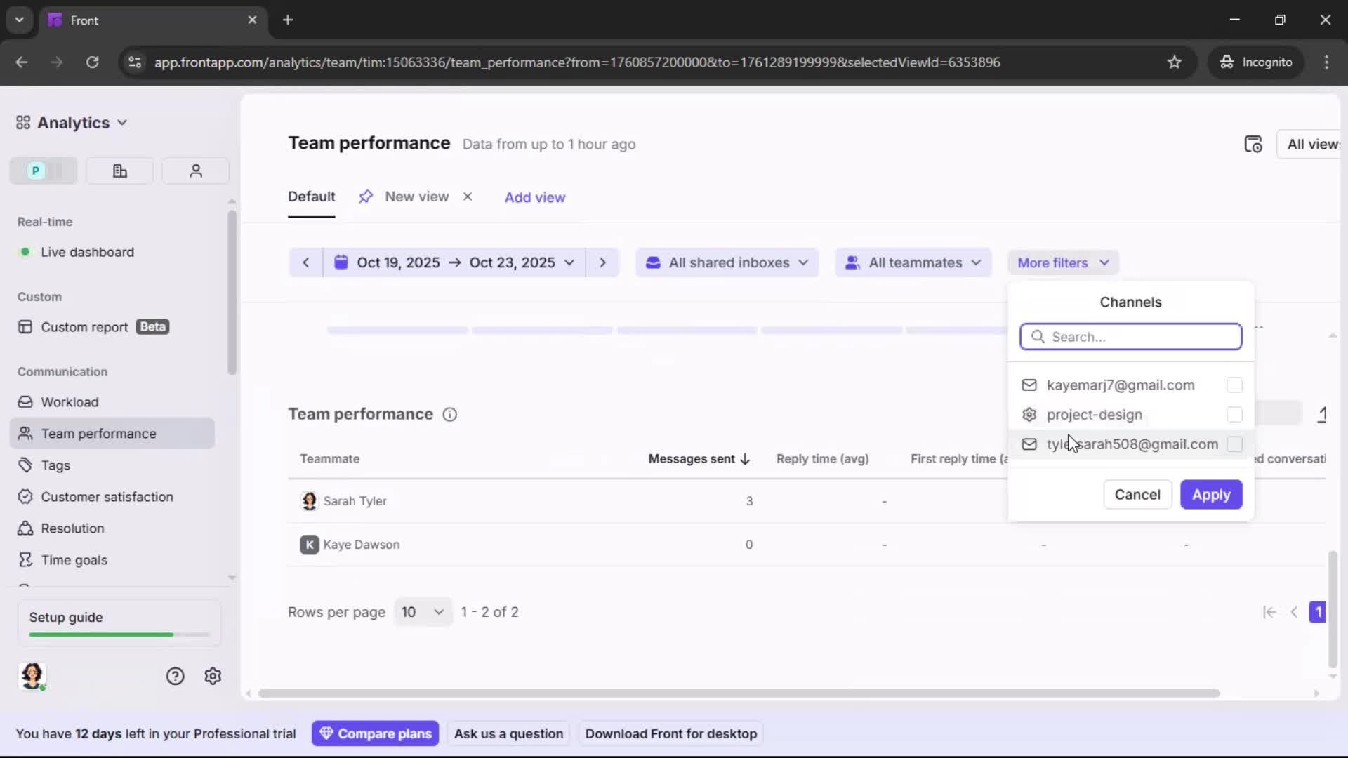 Analytics/Stats screenshot