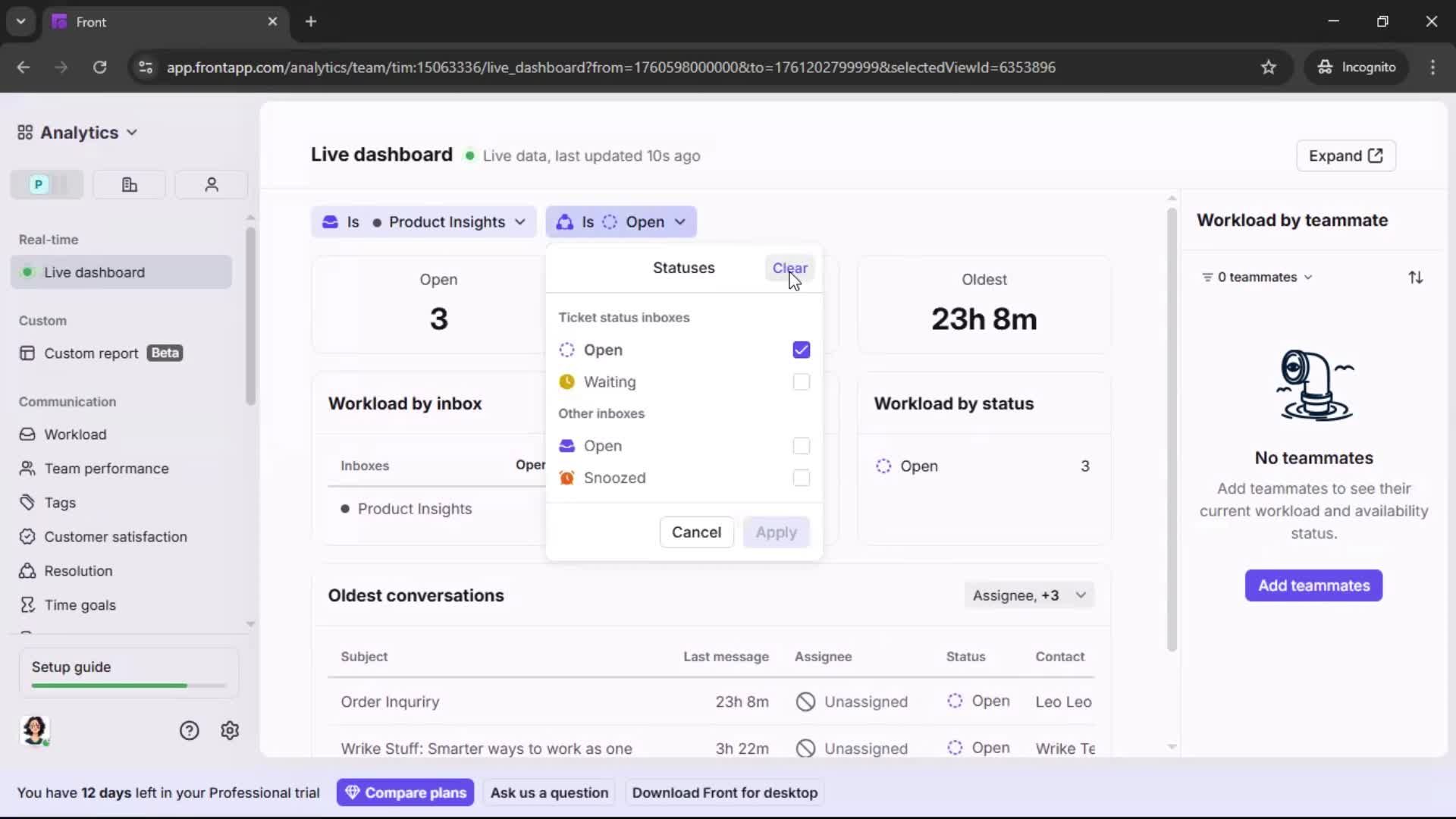 Analytics/Stats screenshot
