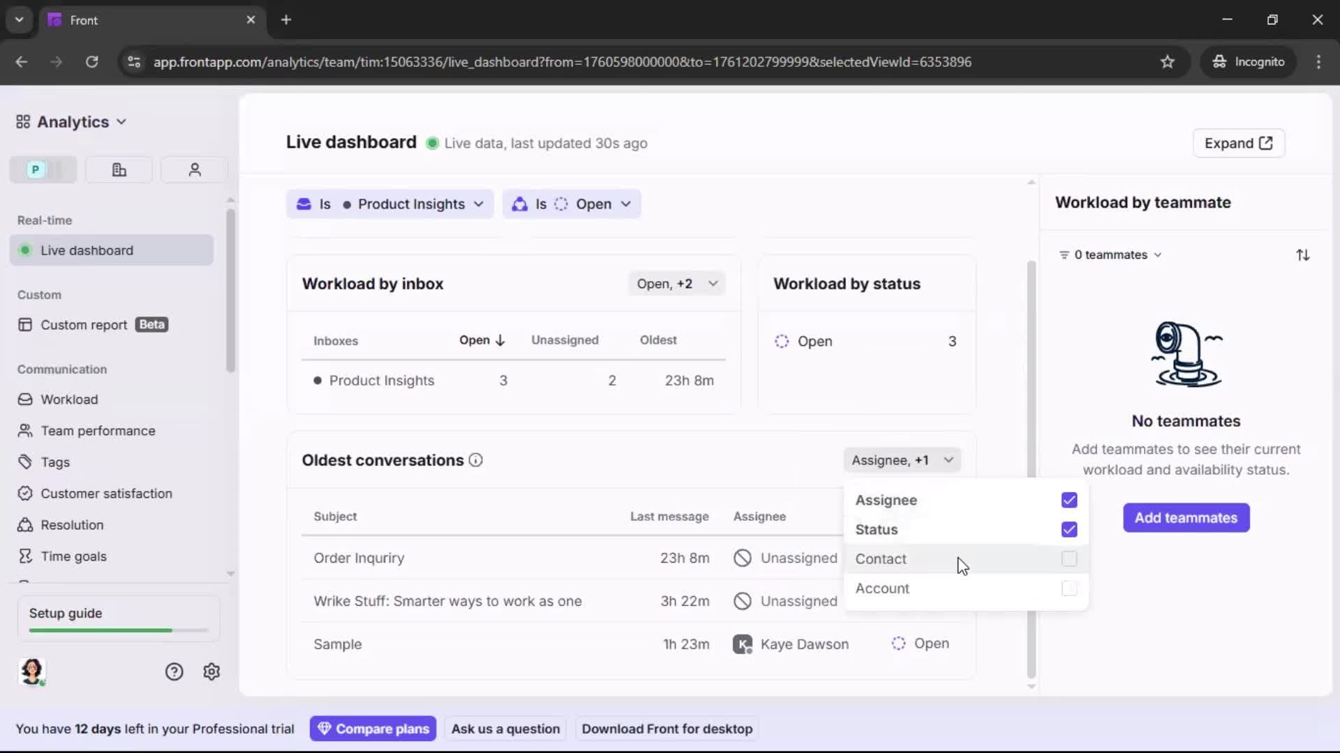 Analytics/Stats screenshot