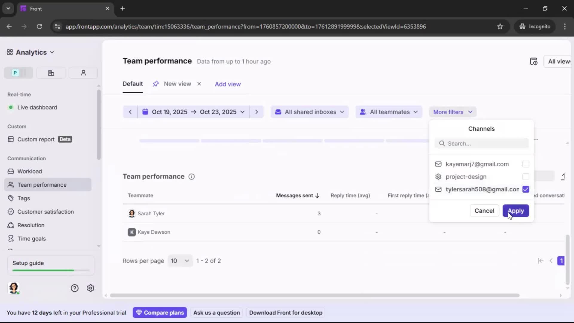Analytics/Stats screenshot