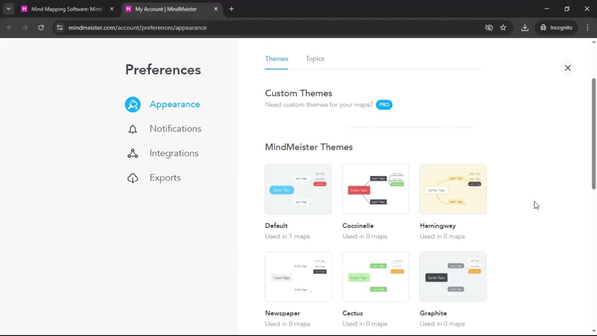 Customizing appearance screenshot
