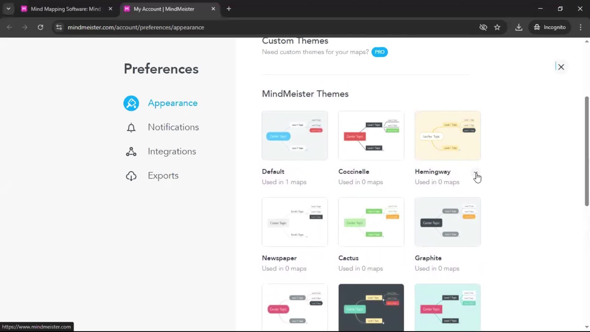 Customizing appearance screenshot
