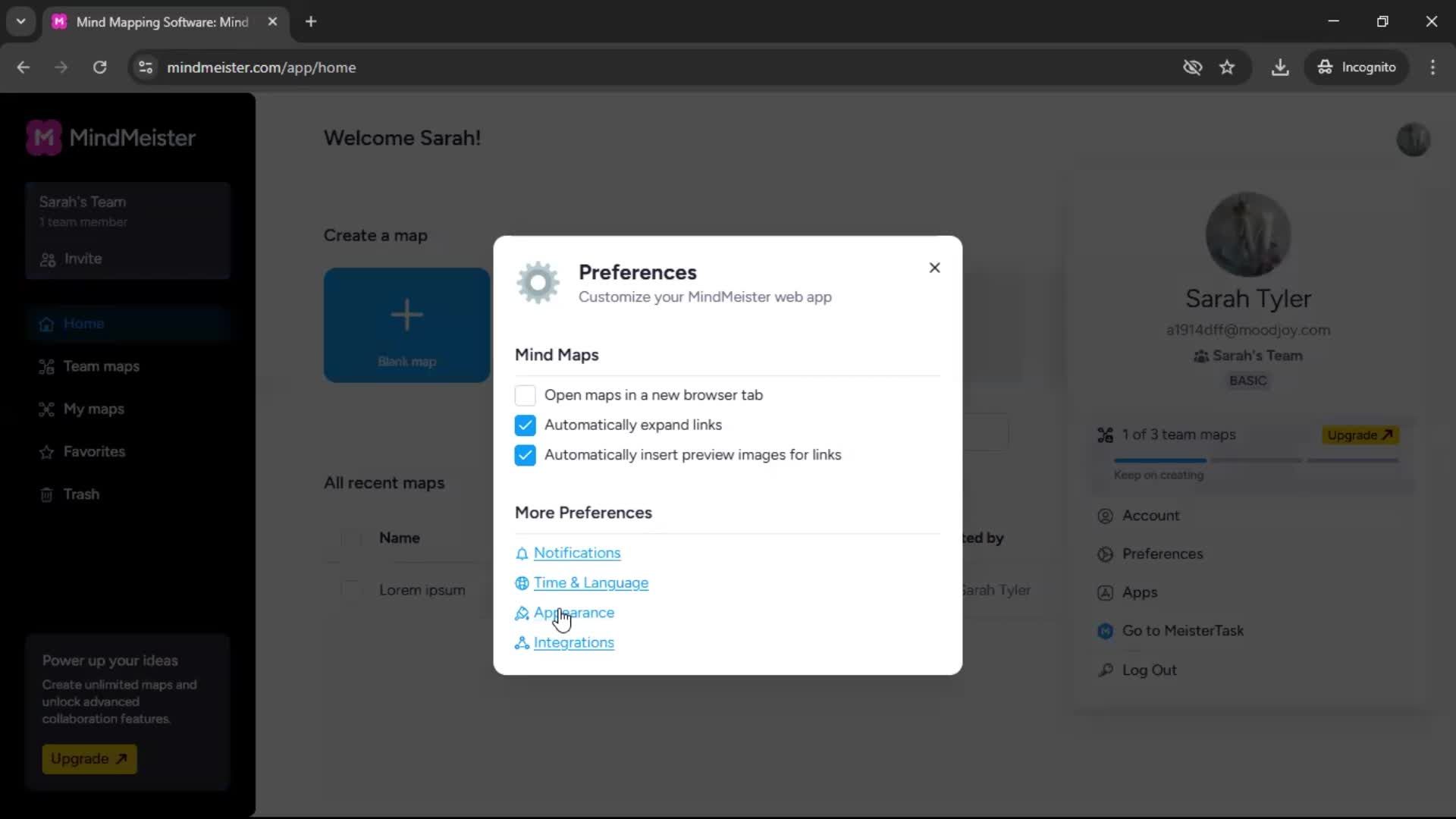 Customizing appearance screenshot