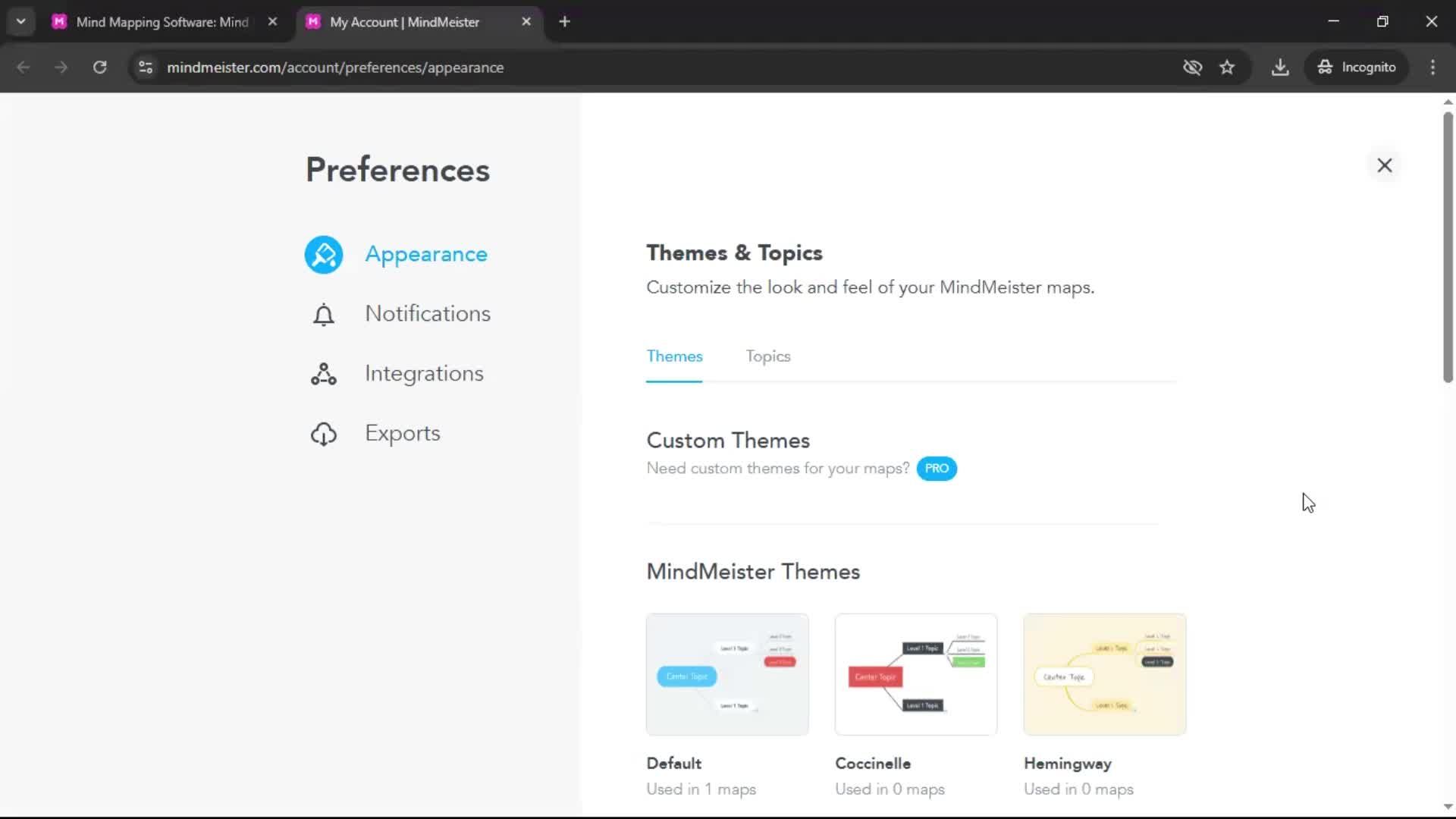 Customizing appearance screenshot
