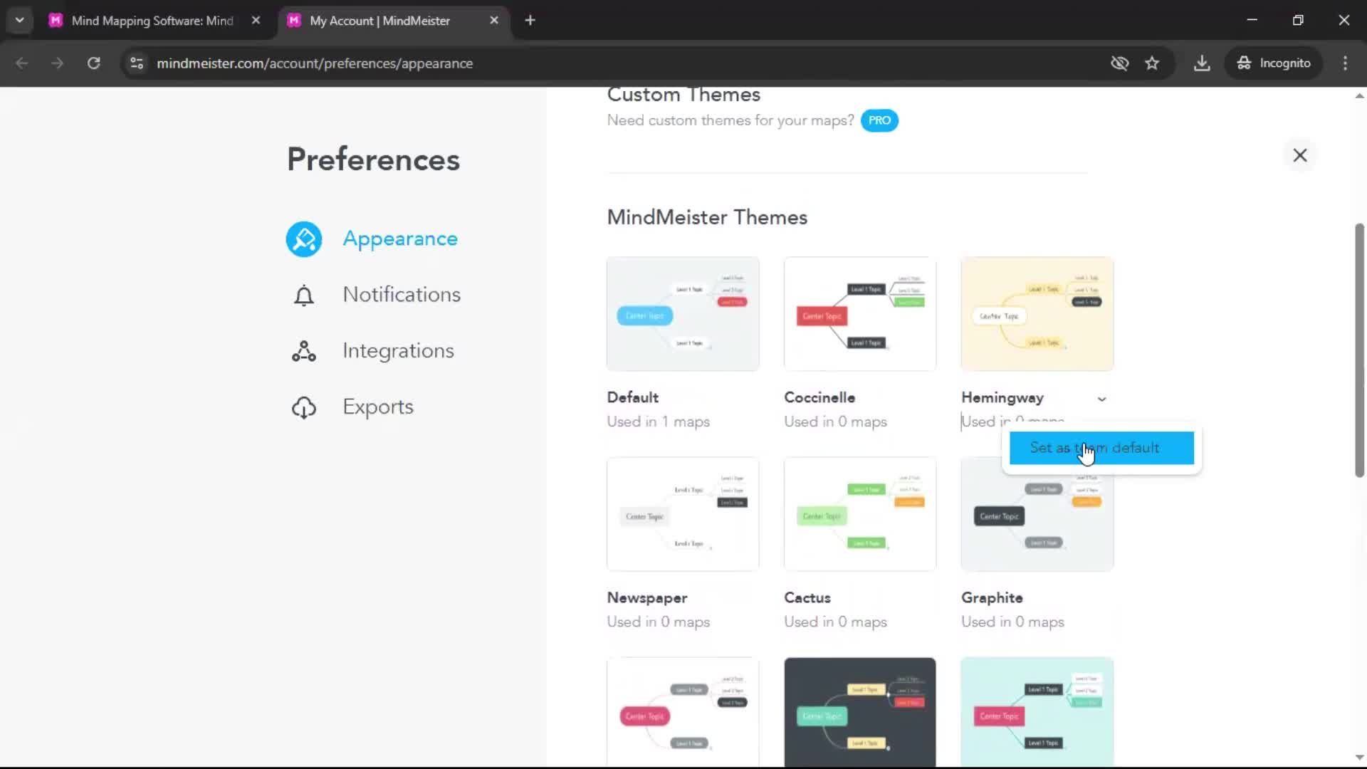 Customizing appearance screenshot