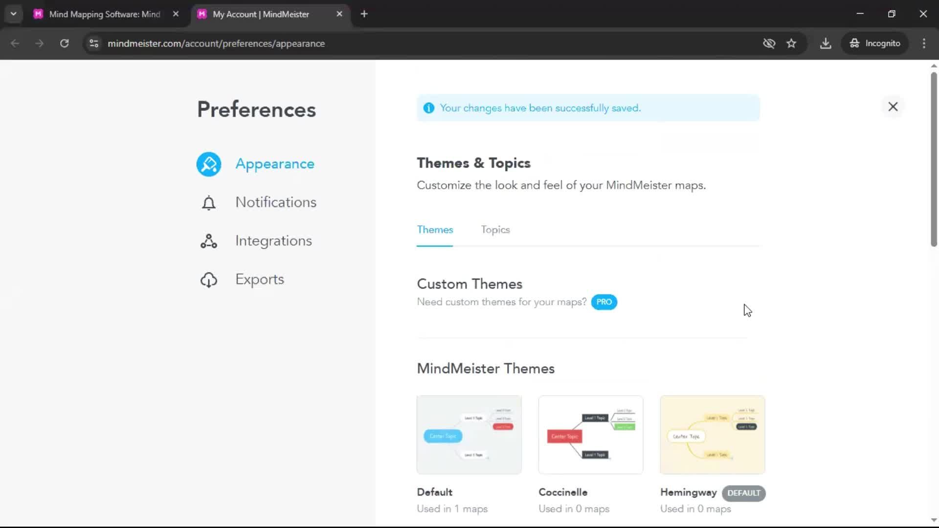 Customizing appearance screenshot
