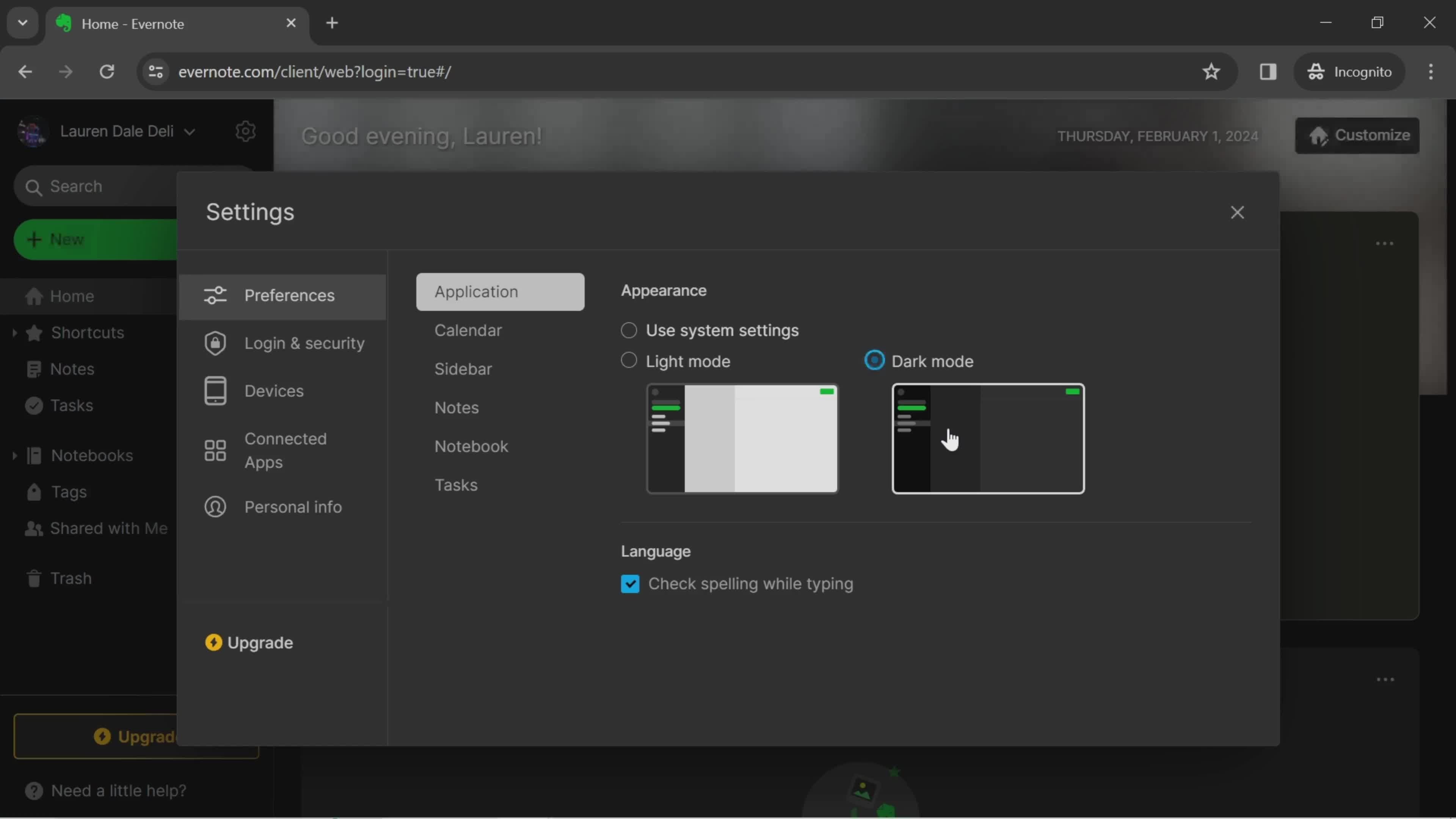 Customization settings on Evernote video thumbnail