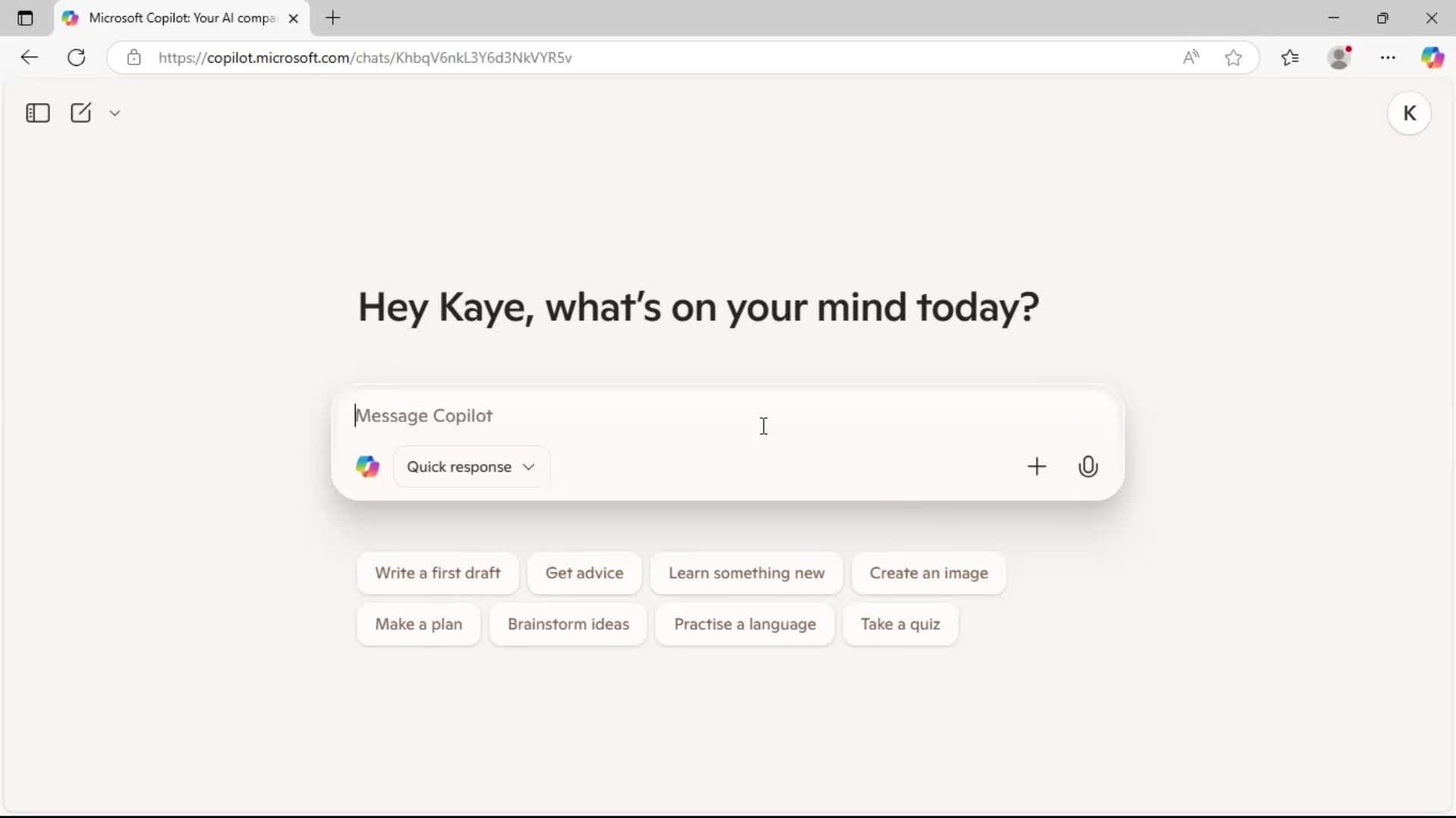 Chat bot screenshot