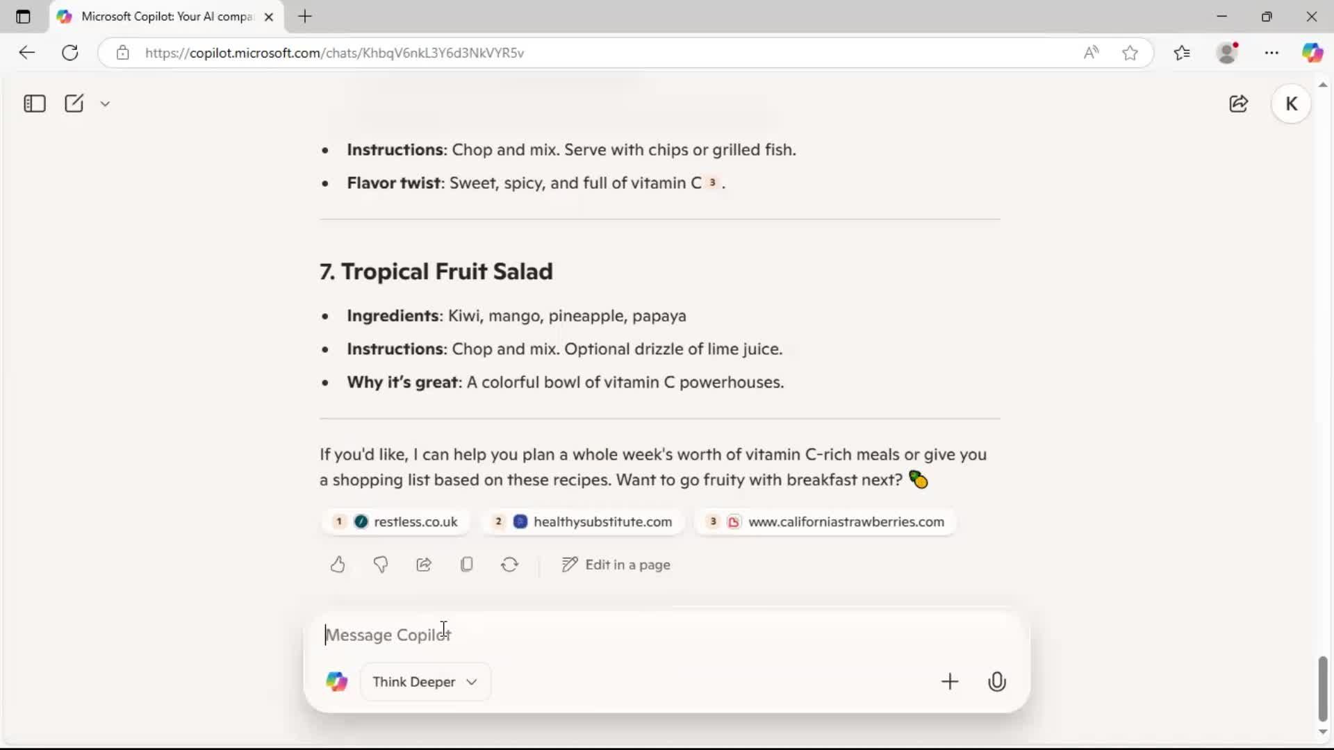 Chat bot screenshot