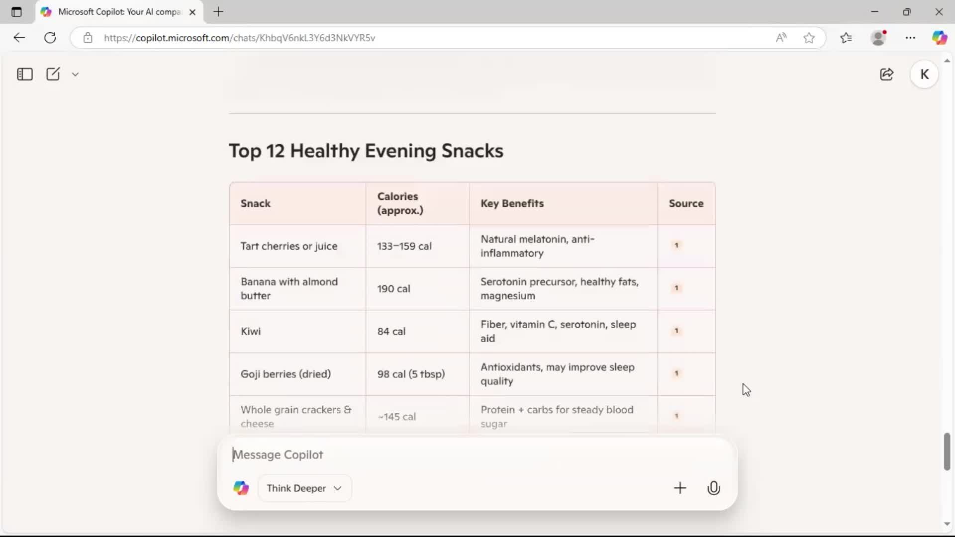 Chat bot screenshot