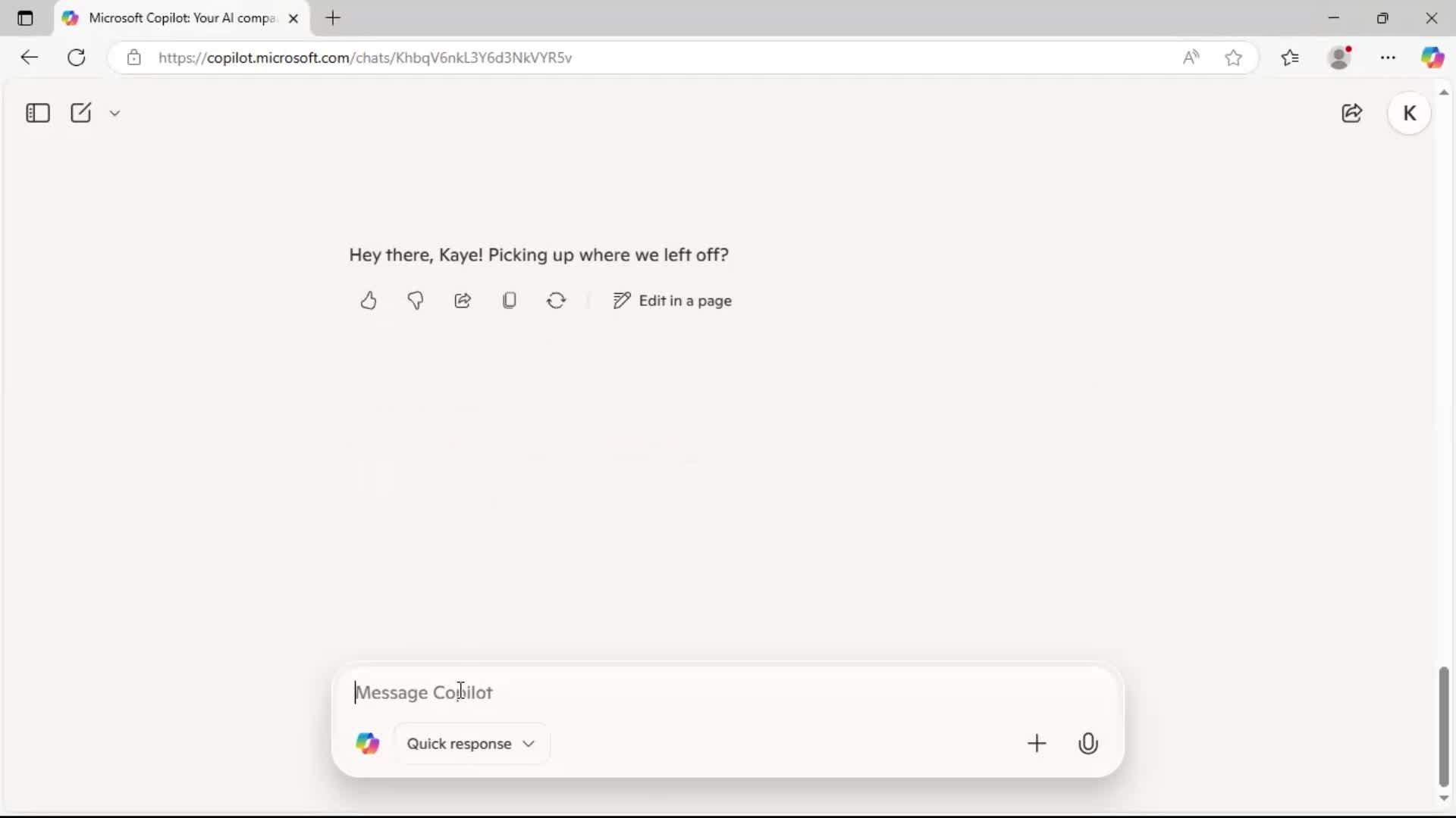 Chat bot screenshot