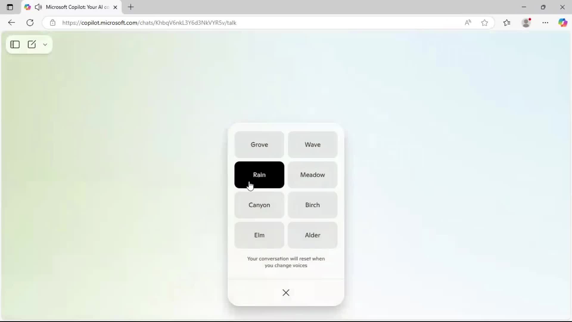 Chat bot screenshot