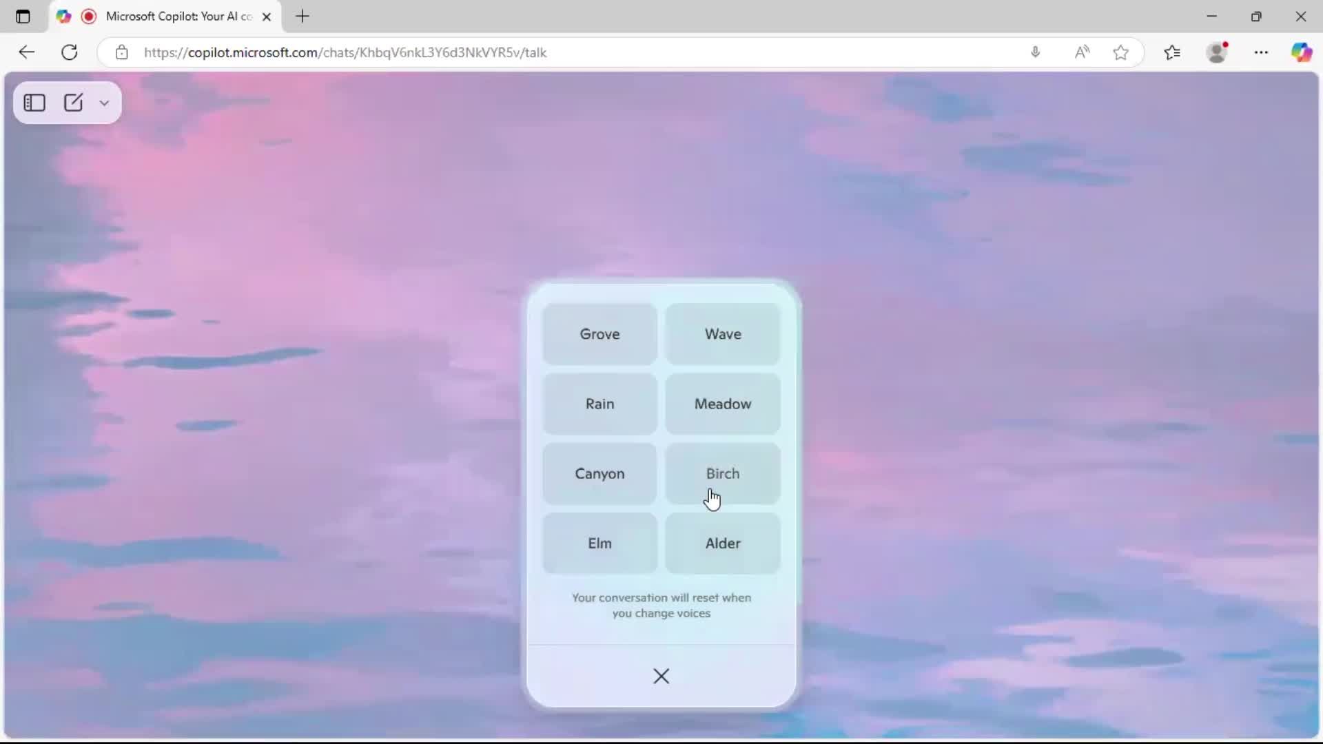 Chat bot screenshot
