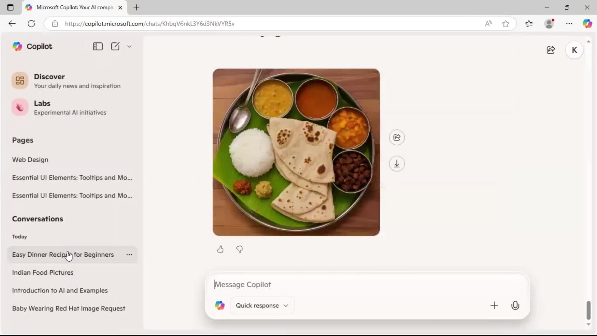 Chat bot screenshot