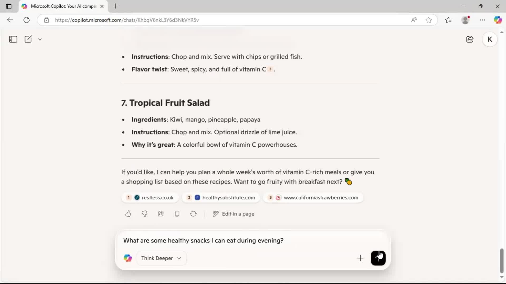 Chat bot screenshot