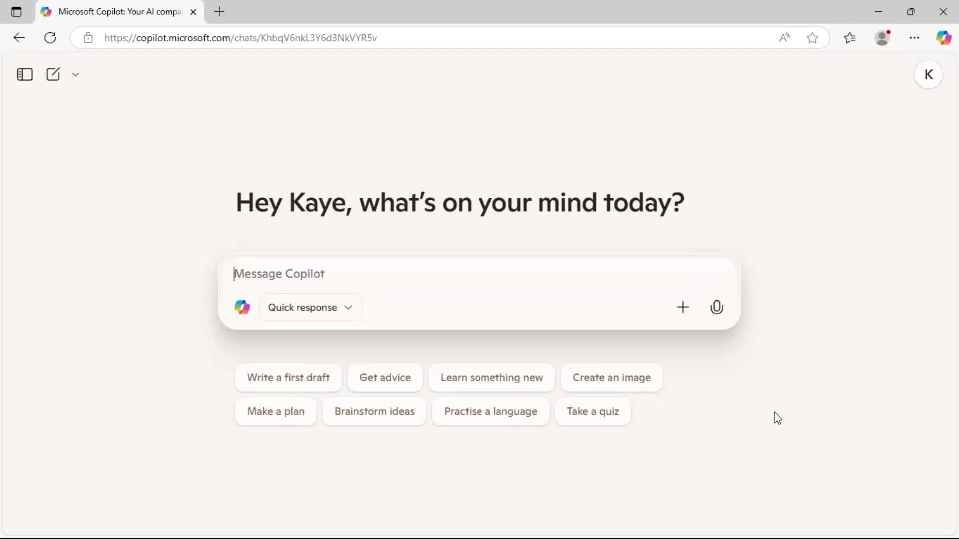 Chat bot screenshot