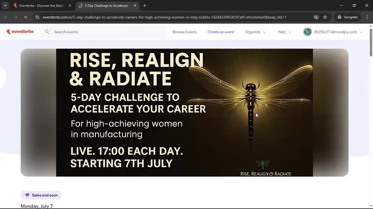 Attending an event screenshot