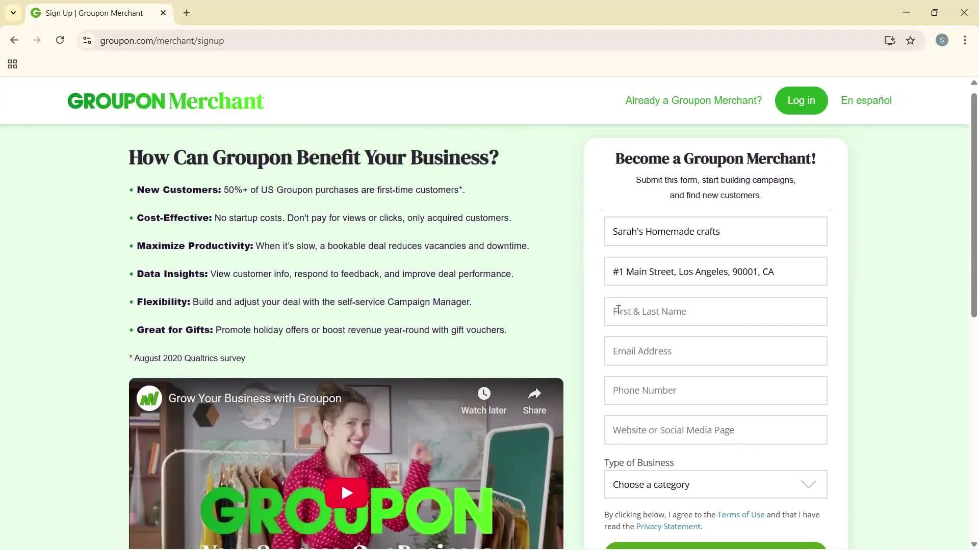 Becoming a seller screenshot