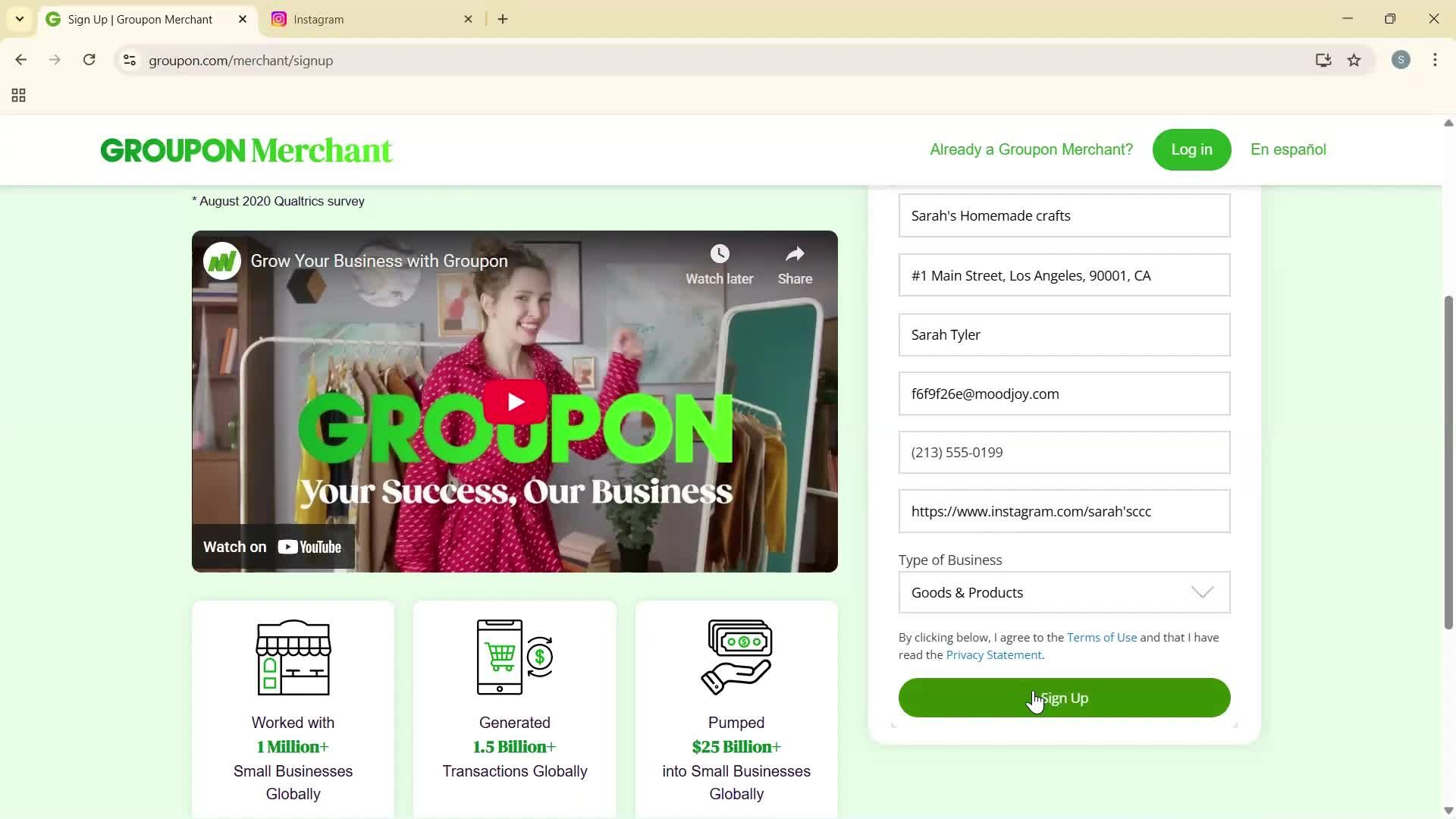 Becoming a seller screenshot