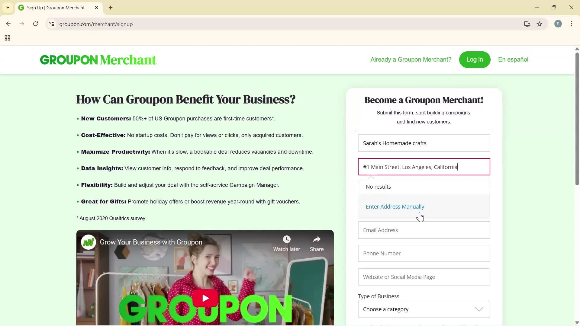 Becoming a seller screenshot