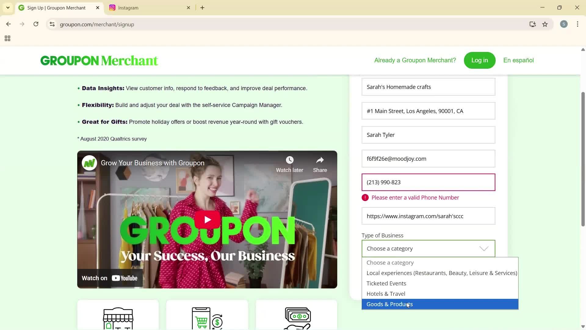 Becoming a seller screenshot