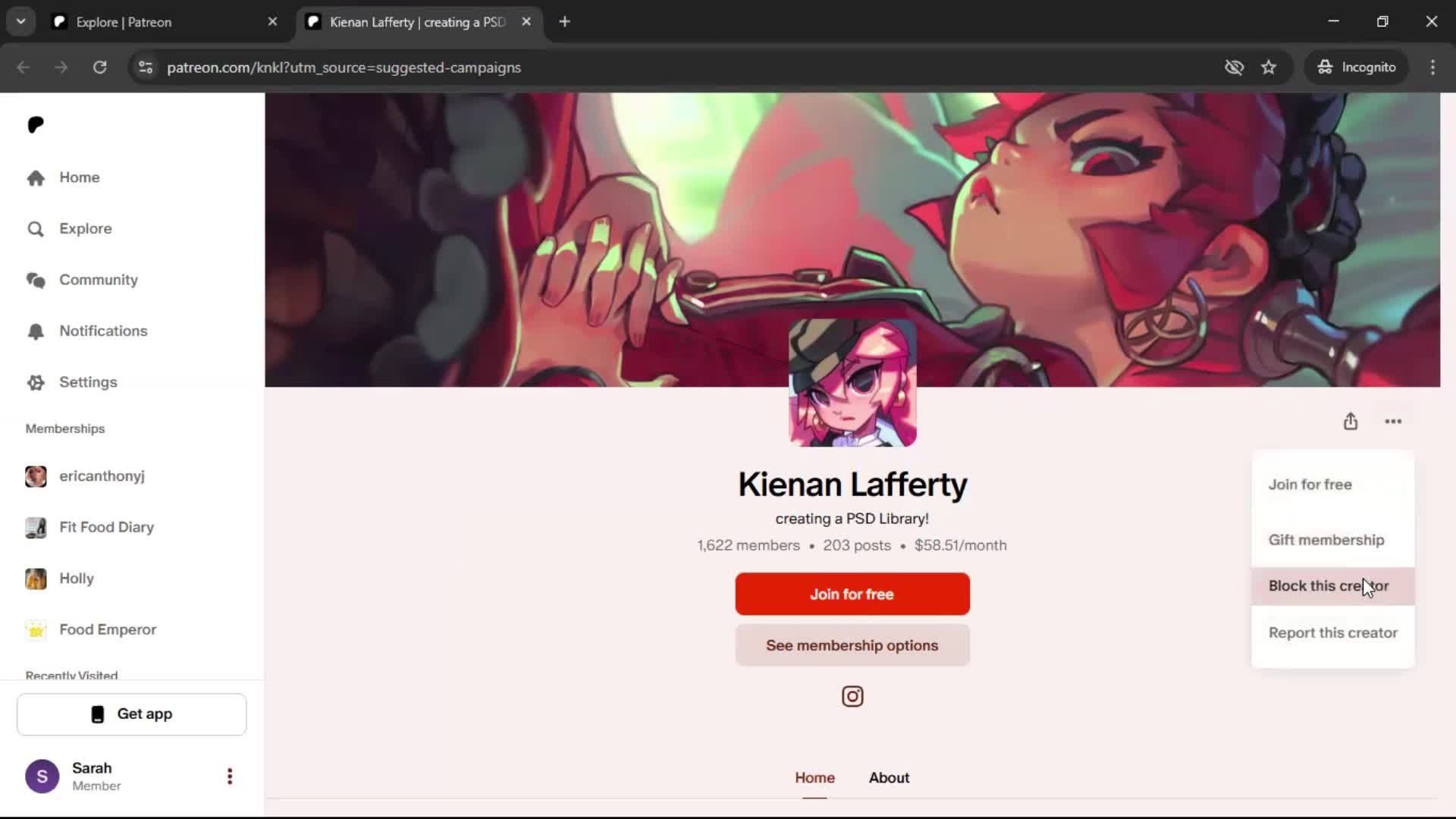 Blocking a user screenshot