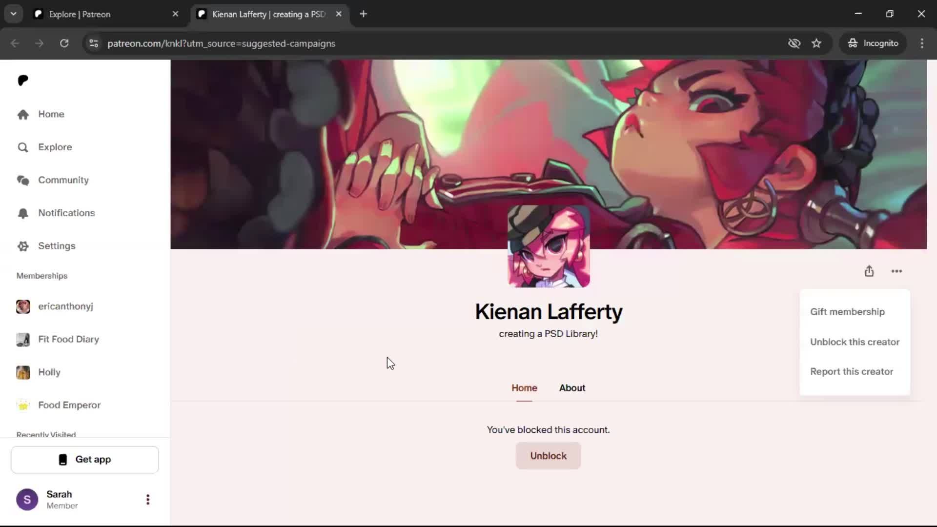 Blocking a user screenshot