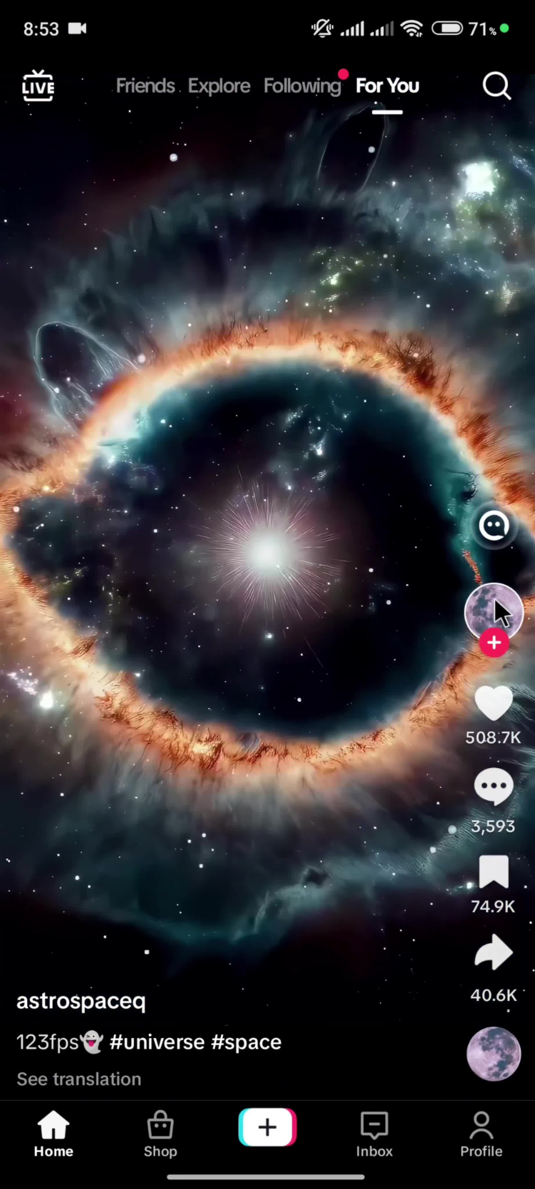 Blocking a user on TikTok video thumbnail