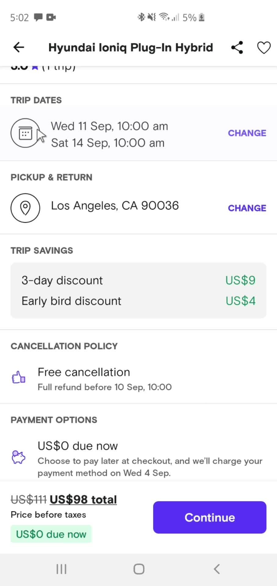 Booking a ride screenshot