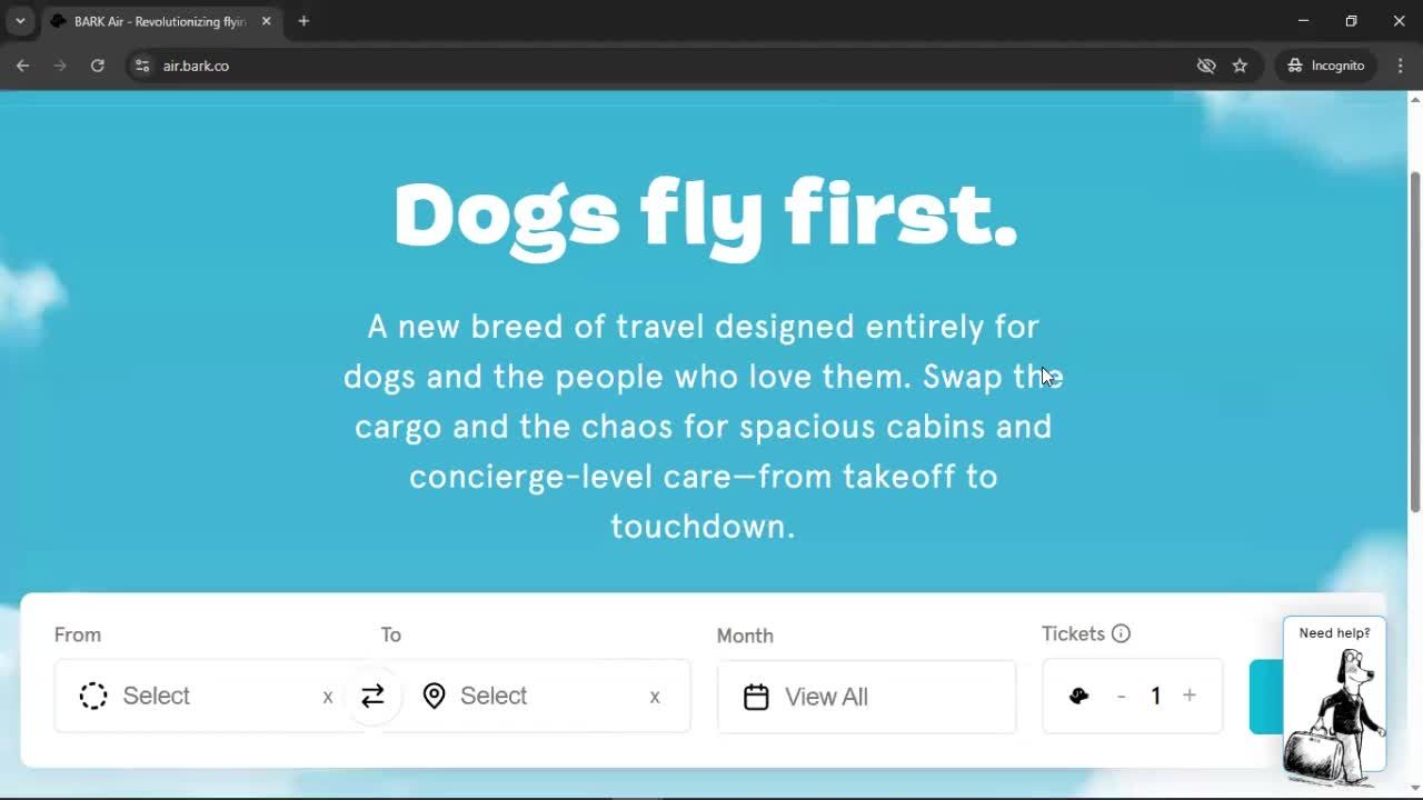 Booking a flight screenshot