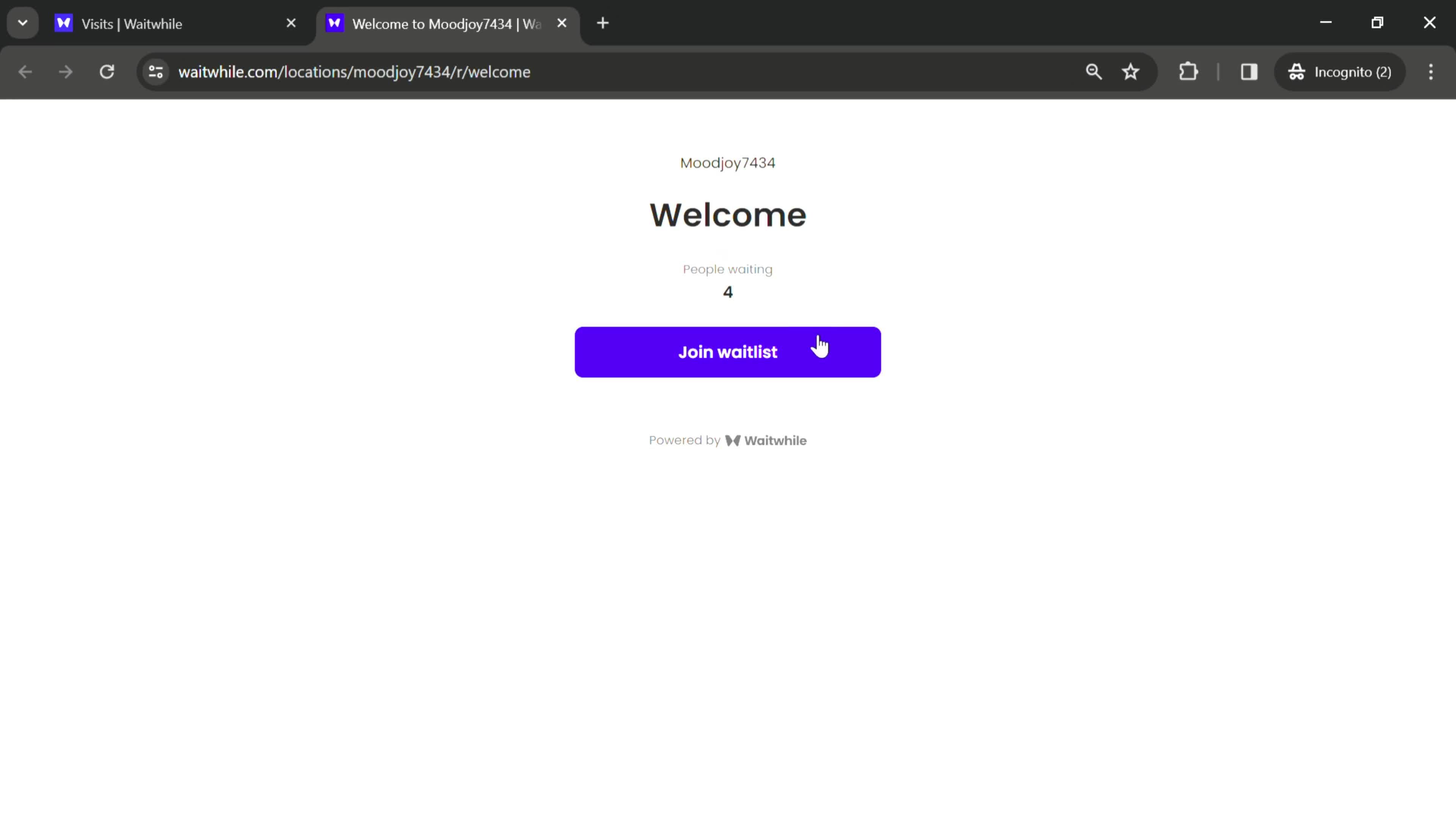 Joining waitlist screenshot