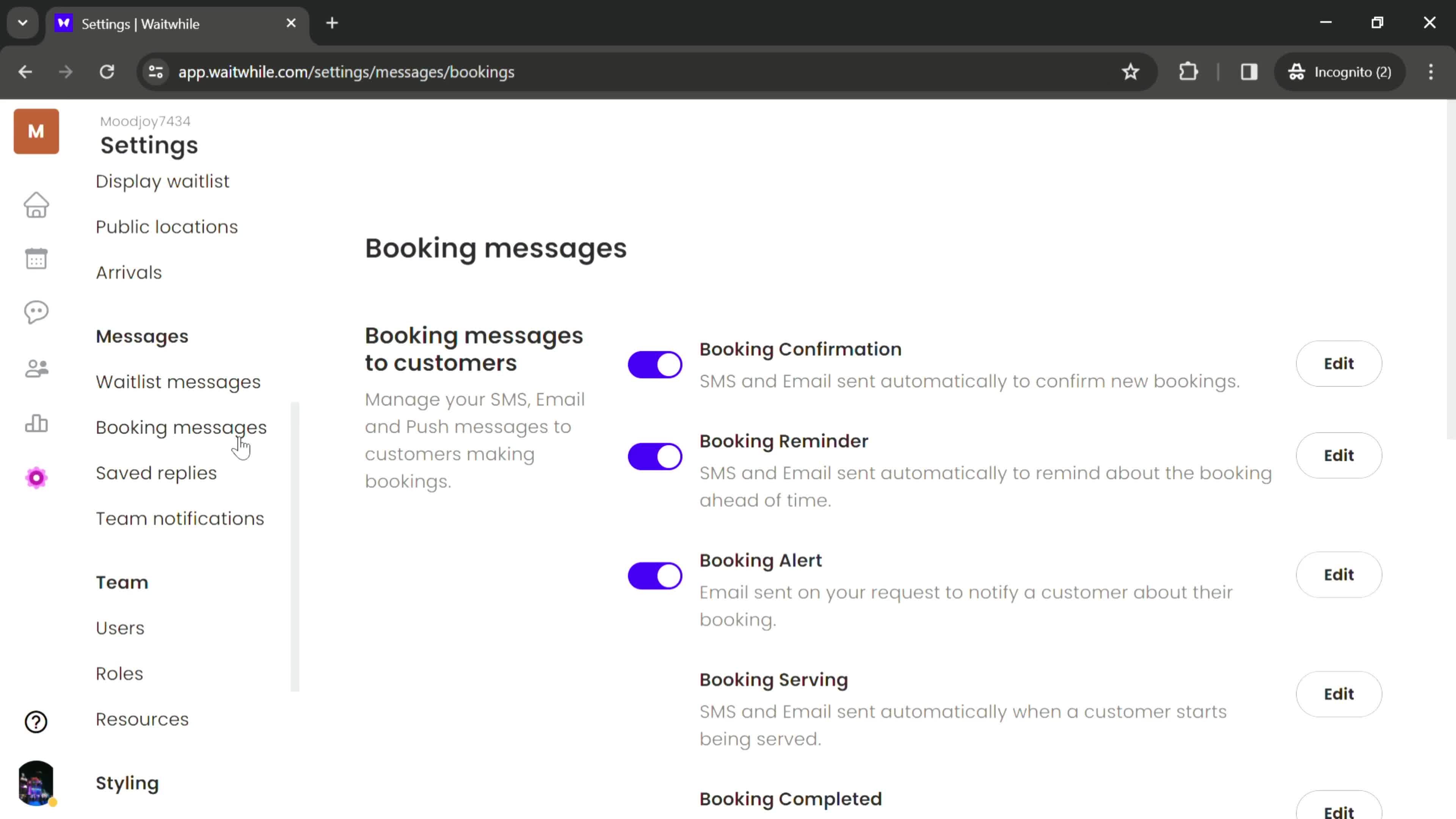 Updating booking messages on Waitwhile video thumbnail