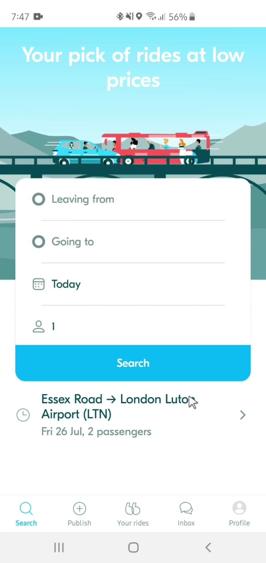 Booking a ride screenshot