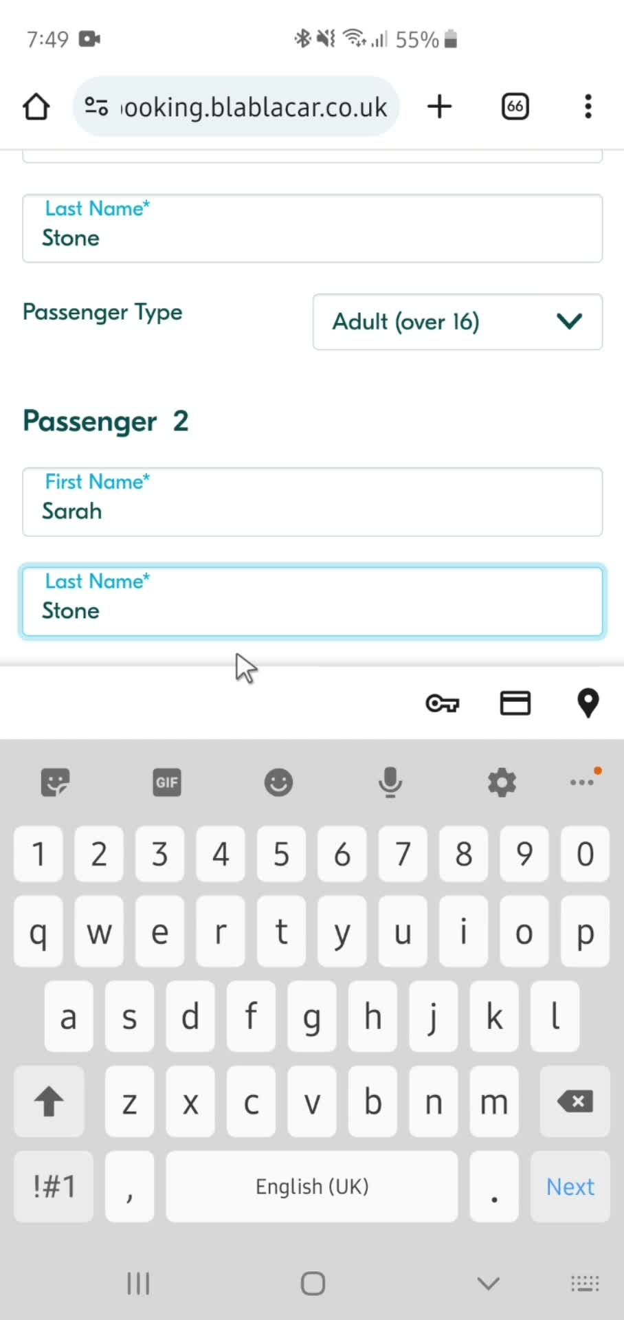 Booking a ride screenshot