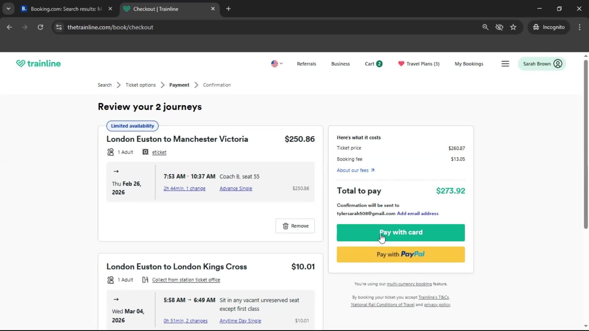 Booking transport screenshot