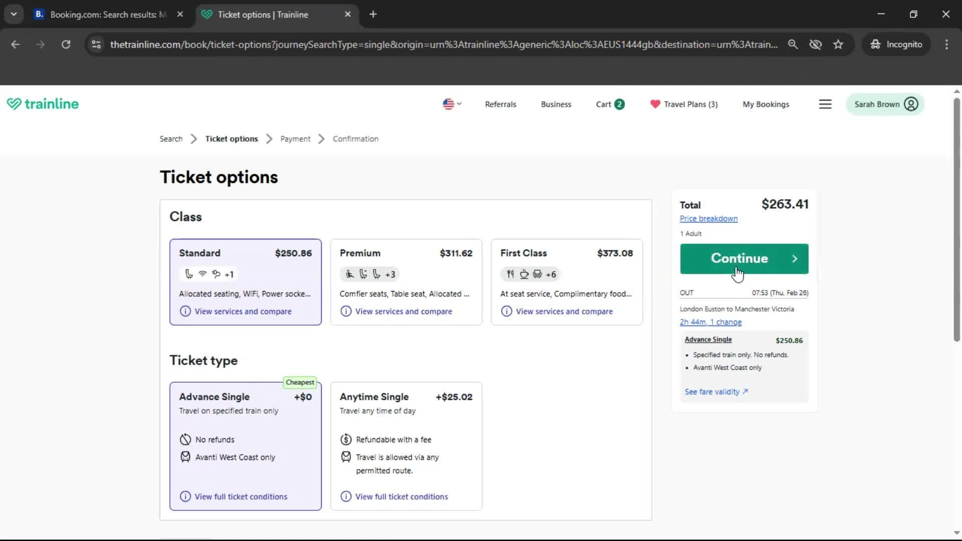 Booking transport screenshot