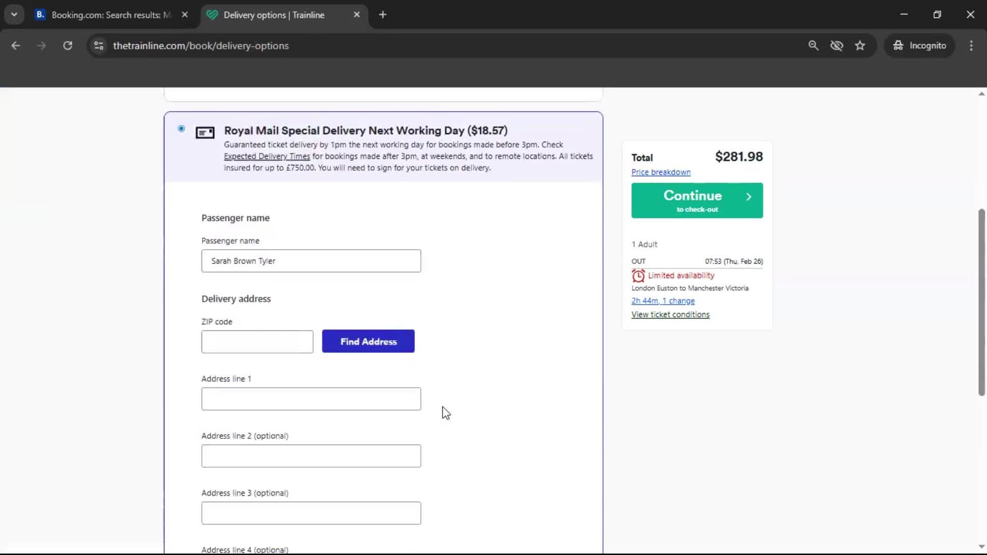 Booking transport screenshot