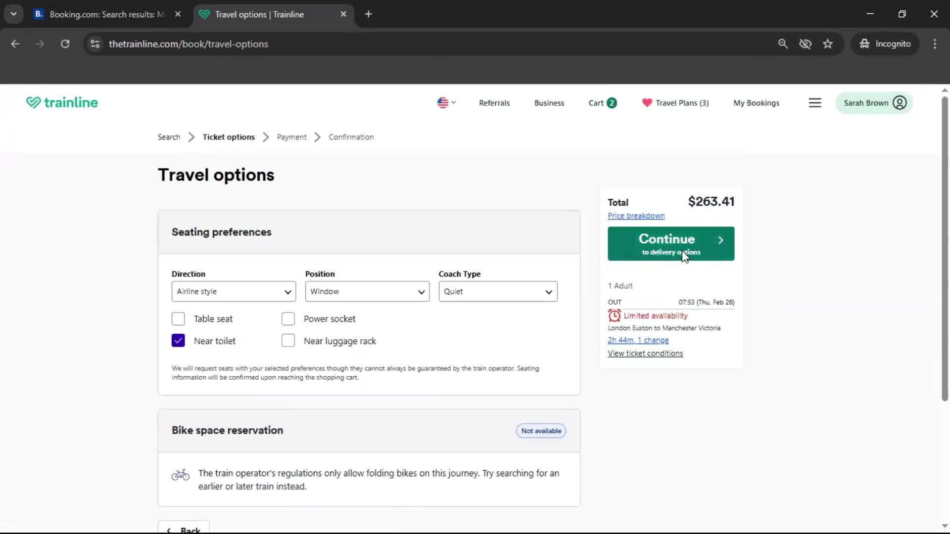 Booking transport screenshot