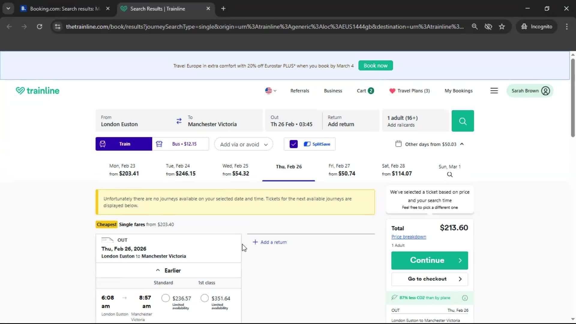 Booking transport screenshot