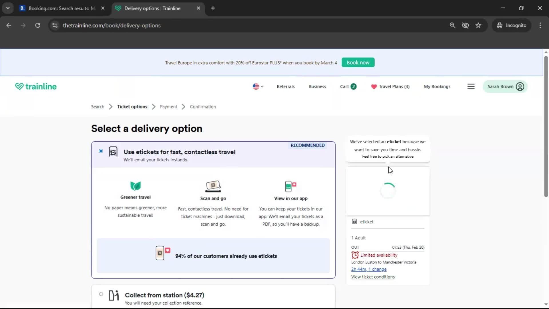 Booking transport screenshot