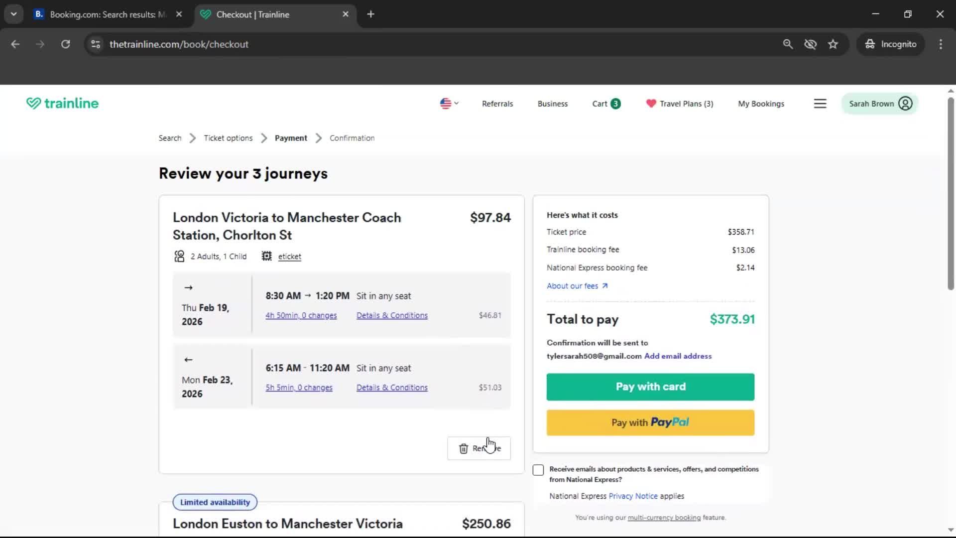 Booking transport screenshot
