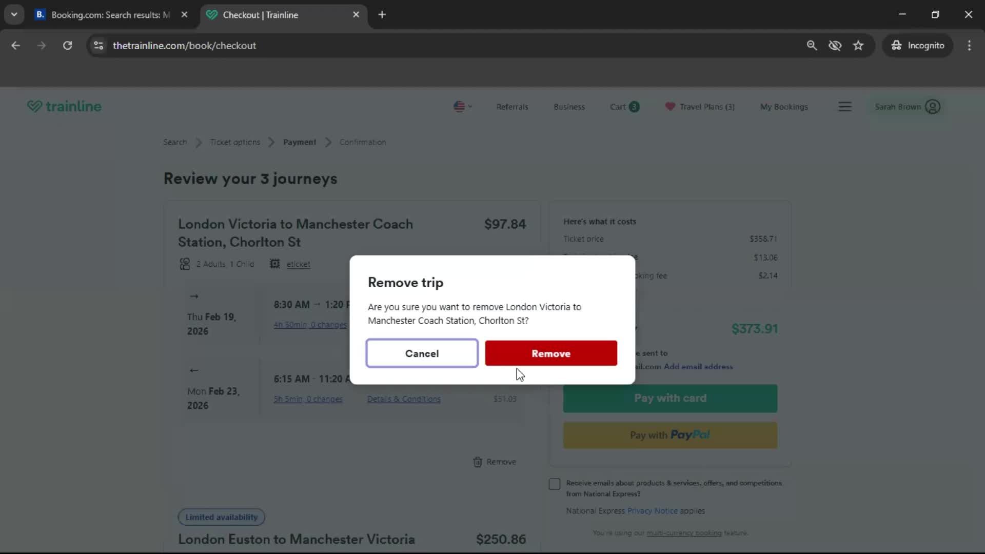 Booking transport screenshot