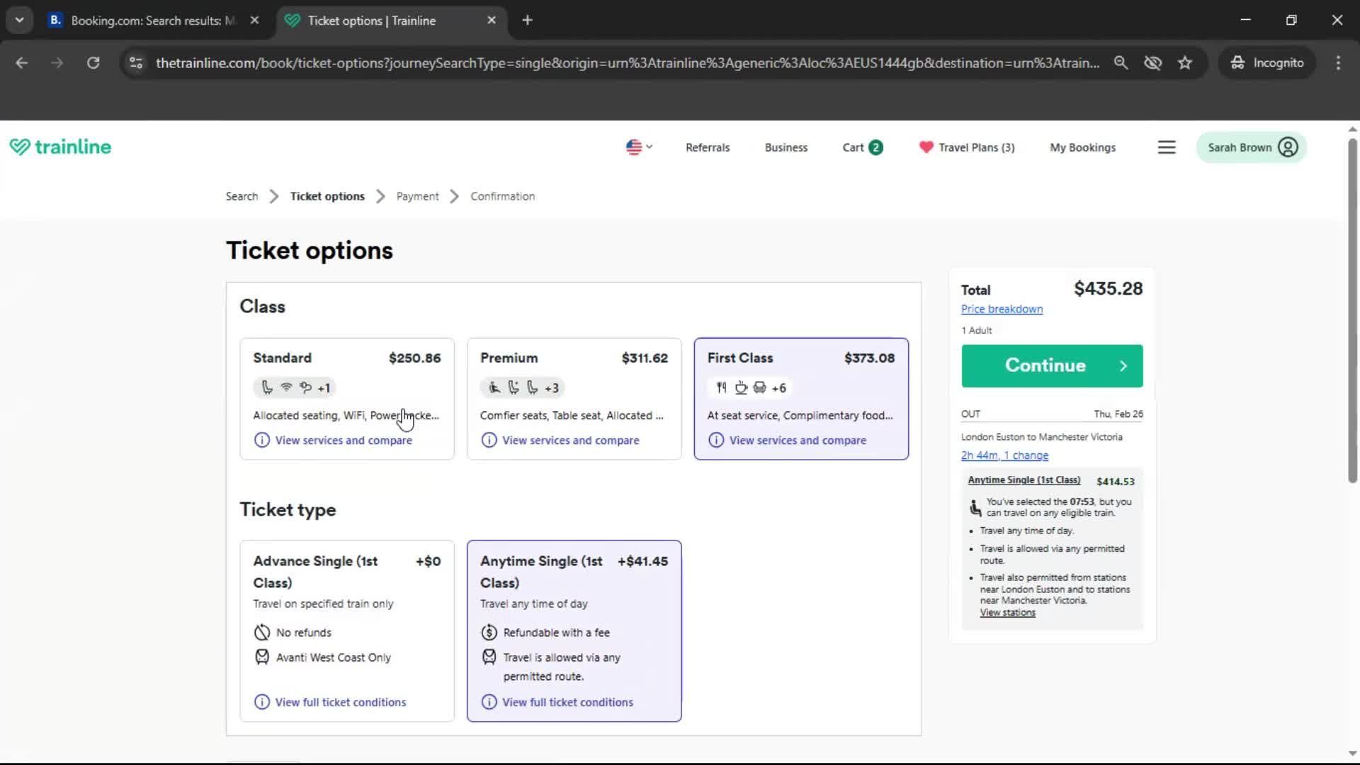 Booking transport screenshot