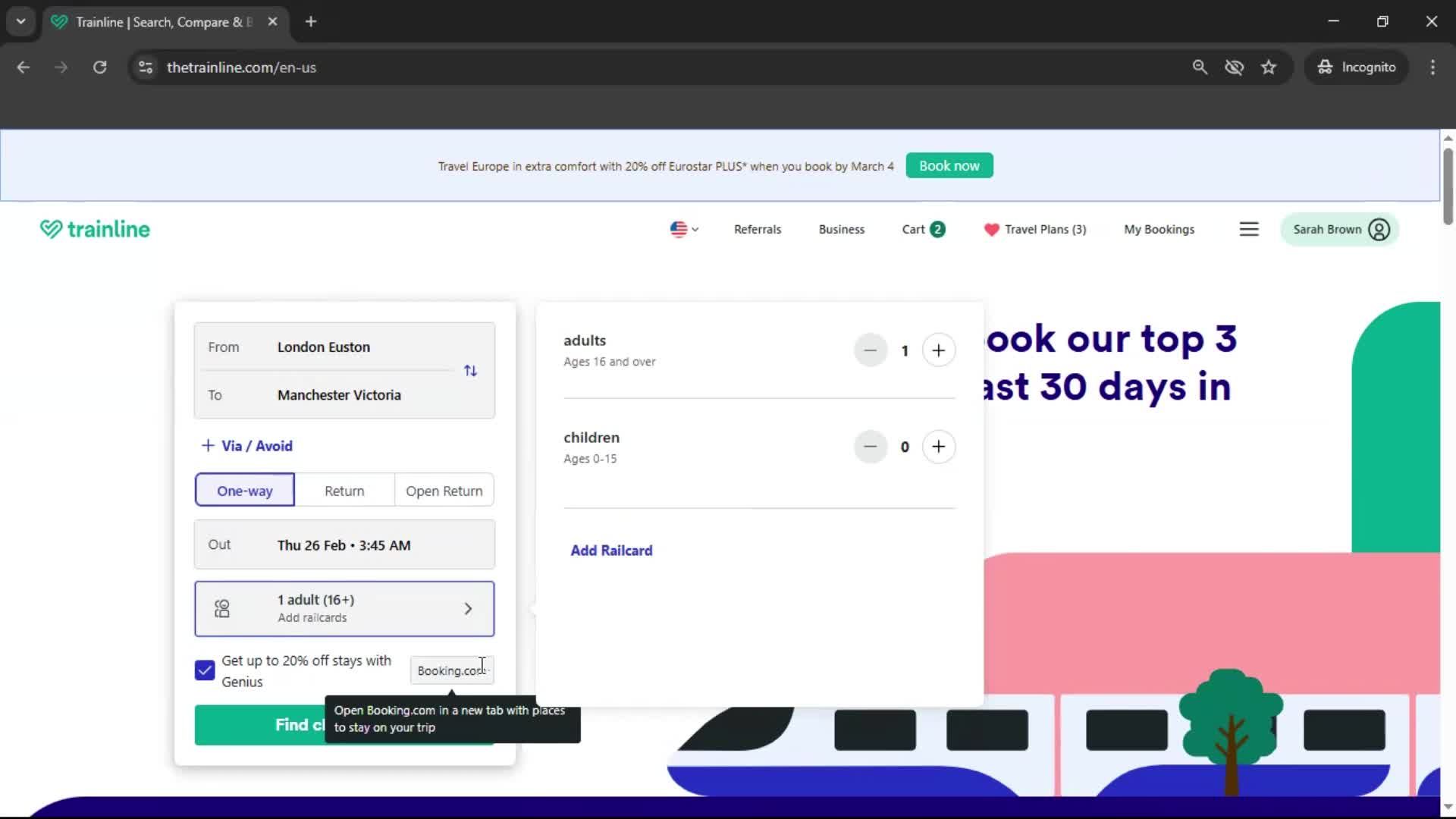Booking transport screenshot